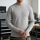 Grey Melange Merino Wool Long Sleeve Work Top