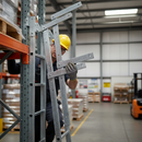 Slate Gray Professional Heavy Duty Access Ladder with Exit Rails - Durable Roof Ladder Assembly with Mounting Bolts