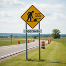 Light Gray 600 Yards Supplementary Plate for Road Works Signage