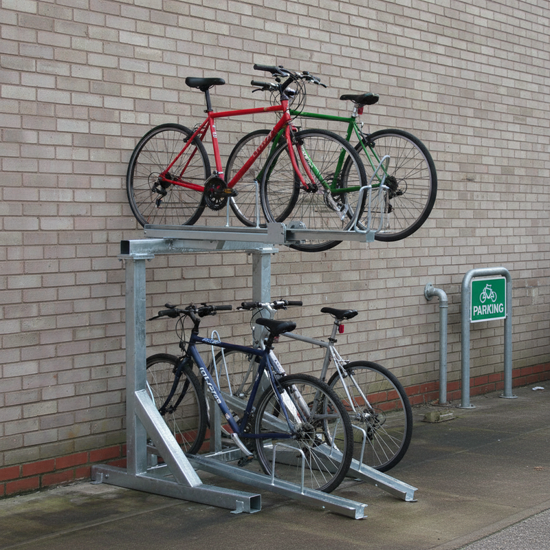 Slate Gray Double Stack Cycle Rack - Space-Saving Bicycle Storage Solution