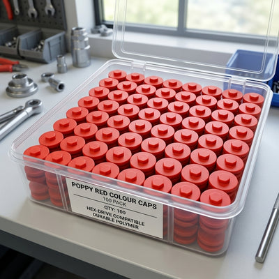Poppy Red Colour Caps Pack of 100