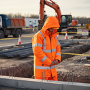 Dim Gray High-Visibility Jacket with Detachable Hood - Orange