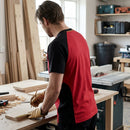 Two-Tone Cotton Crew Neck Work T-Shirt - Red/Black