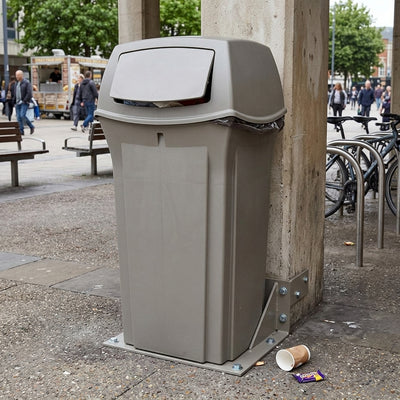 133 litre plastic litter bin with hinged doors