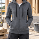 Women's Zip Front Hooded Sweatshirt - Steel Grey