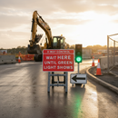Rosy Brown 3-Way Control Wait Here Until Green Light Shows Quick-Fit Sign Face Diagram