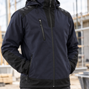 Softshell Work Jacket with Adjustable Hood - Dark Navy/Black (view 2)