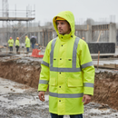 Dark Khaki Heavy Duty Foul Weather Outdoor Jacket - Yellow with Hood