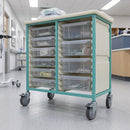 Steel Double Column Tray Trolley with 10 Drawers – 6×100mm & 4×150mm