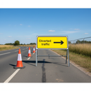 Light Slate Gray Heavy Duty Diverted Traffic Arrow Right Metal Sign Face - 1050 x 450mm