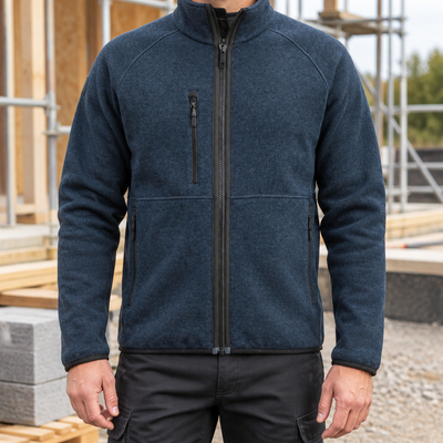 Thermal Pro Fleece Work Jacket with Zip Pockets - Dark Navy Melange