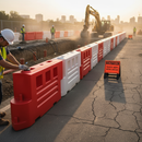 Dim Gray Heavy Duty Water-Filled Road Safety Barrier for Construction and Events