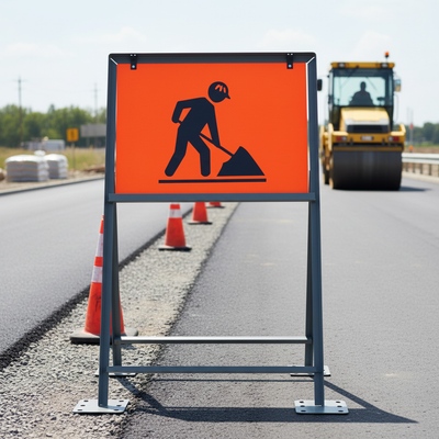 Heavy Duty Temporary Metal Road Sign Long Leg Frame - 1050 x 750mm