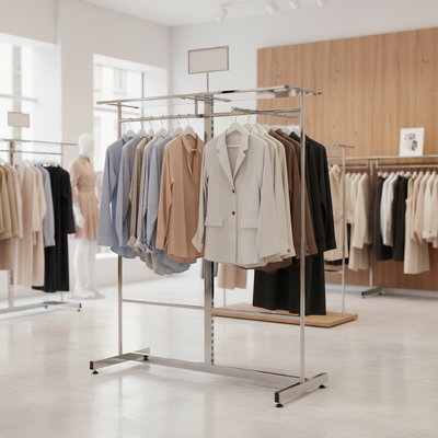 Premium Chrome Gondola 'T' Leg - 1220mm for Double-Sided Shelving