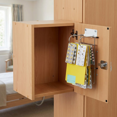 Wooden Bedside Medication Cabinet with Blister Pack Hooks – 1 Frame