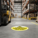 Light Slate Gray Premium Caution Fork Lift Trucks Operating Floor Sign - 450mm Diameter