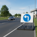 Dark Slate Gray Left Turn Ahead Metal Sign Face - 750mm High-Performance Safety Sign