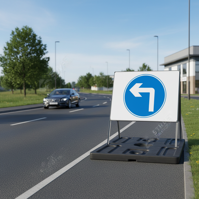 Left Turn Ahead Metal Sign Face - 750mm High-Performance Safety Sign
