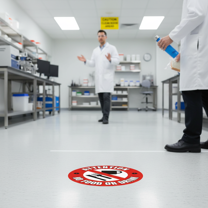 Light Gray Premium Attention No Food Or Drink Floor Sign - Slip Resistant