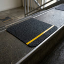Anti-Slip Safety Tile with Reflective Yellow Stripe - Black