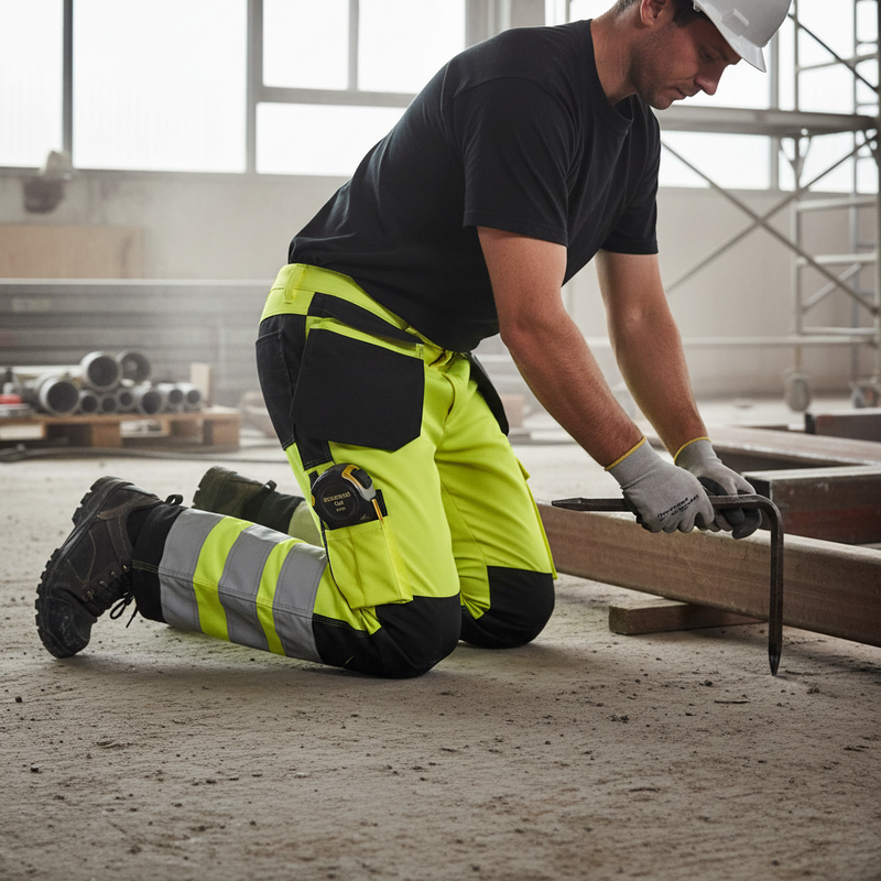 Slate Gray Premium Hi-Vis Two Tone Trousers - Saturn Yellow/Black