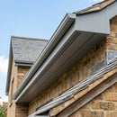 Aluminium Soffit Boards – Plain or Vented with Exterior Coating — RAL 7037 / 365mm Wide | Unvented (in use)