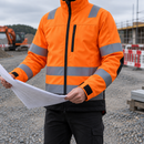 Class 3 High Visibility Softshell Work Jacket - High-Vis Orange/Black