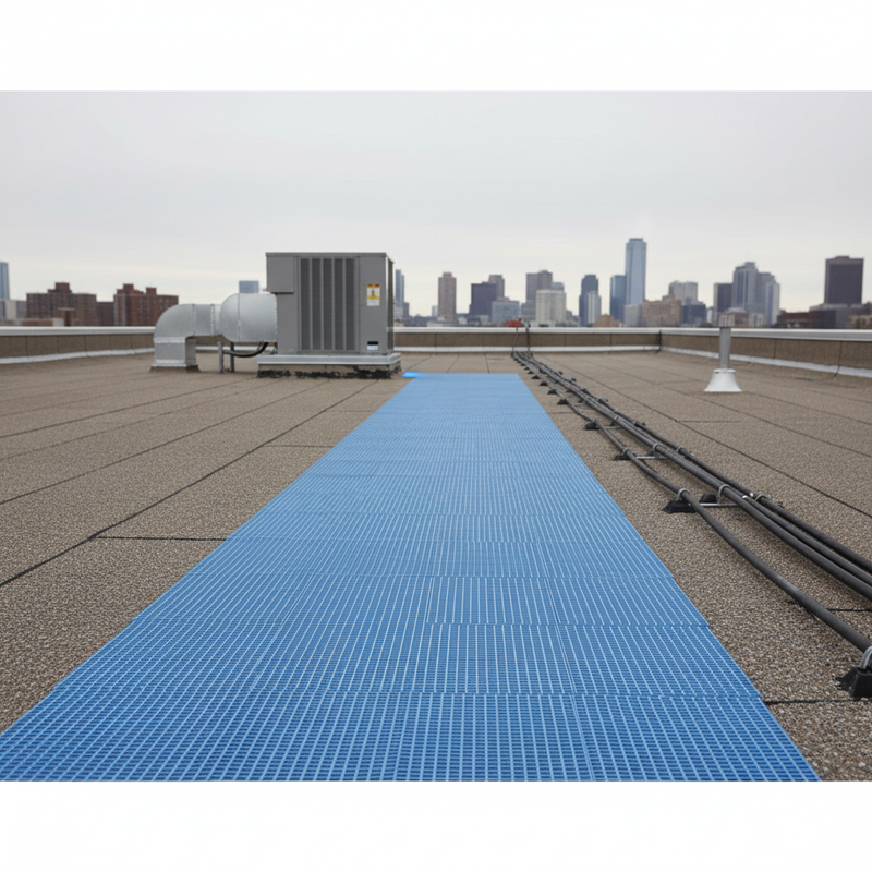 Light Slate Gray Heavy Duty PVC Roof Walkway Matting with High Slip Resistance
