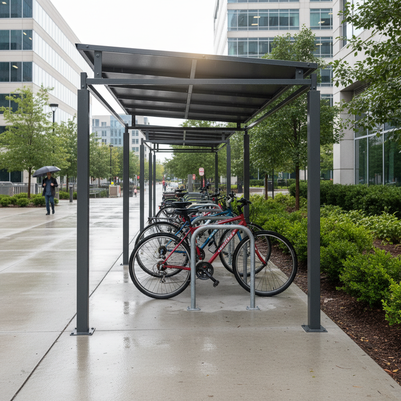 Dark Slate Gray Premium Bike Shelter Extension Bay with Galvanised Roof - Flexible Coverage