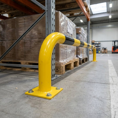 350 x 2000mm steel collision protection guard yellow black
