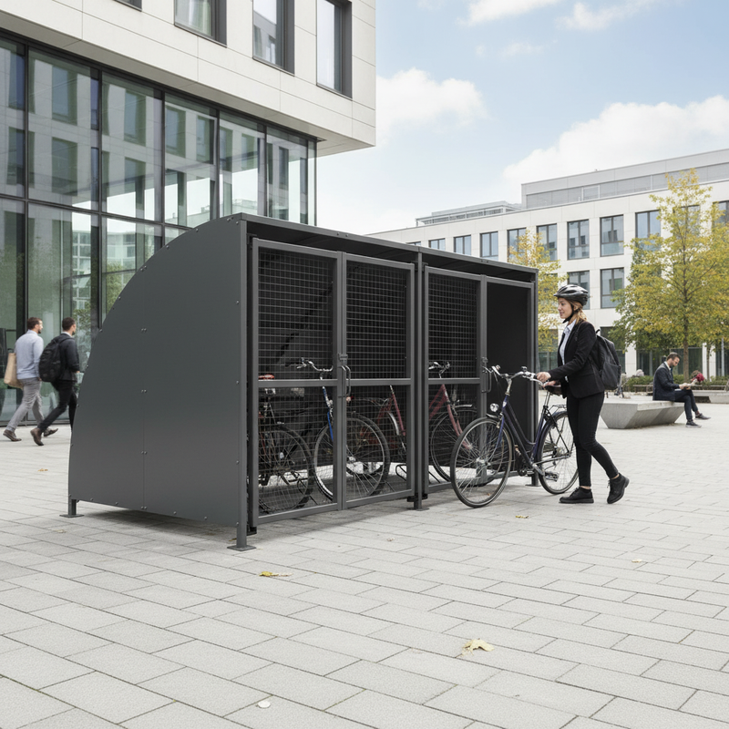 Dark Slate Gray Premium Secure Galvanised Steel Cycle Shelter with Mesh Doors