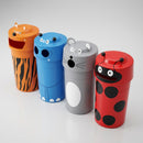 Set of 4 Animal Face Litter Bins, Polyethylene, Coloured (view 2)