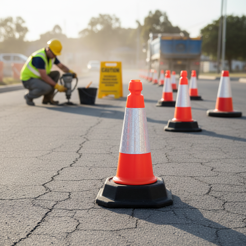 Dark Gray 500mm 2-Piece Premium Traffic Cone - High Durability & Flexibility