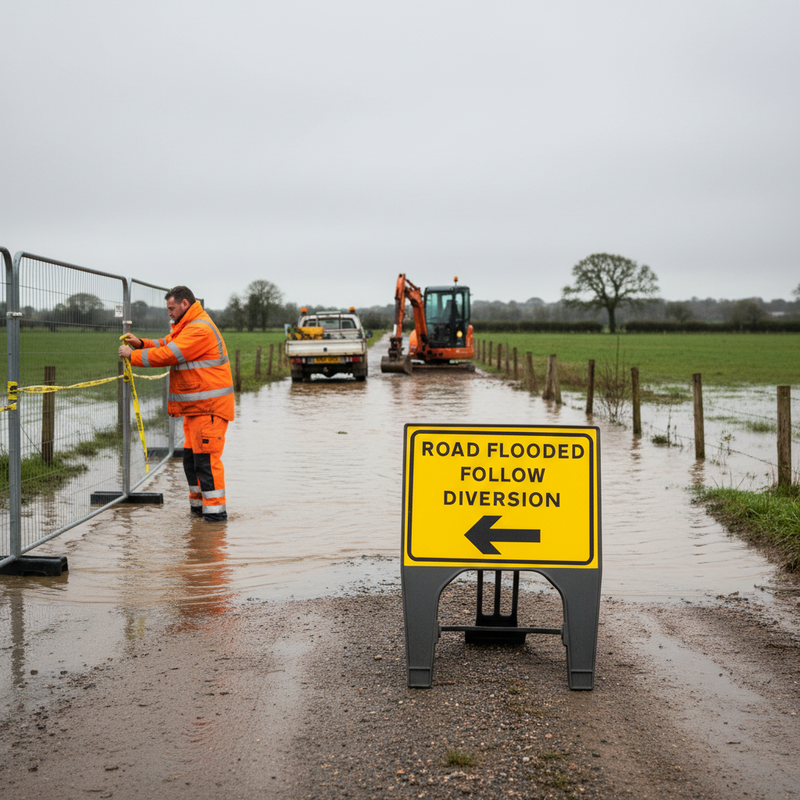 Gray Premium Road Traffic Diversion Arrow Sign - 600 x 450mm