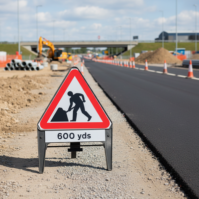 Heavy Duty Supplementary Plate with 600 Yards Q-Sign - 750mm