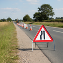 Rosy Brown Premium Road Narrows Left Triangle Metal Sign Face 750mm
