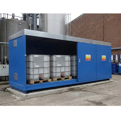 Steel Bunded Store 4 IBC / 16 Drum Single Level with Lockable Doors