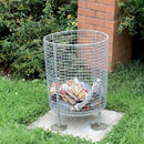 Circular wire basket litter bin with ground fixing legs