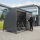 Gray Premium Galvanised Steel Bike Shelter with Clad Doors - Custom Lengths Available