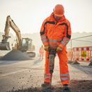 Light Gray Premium Hi-Vis Breathable Waterproof Jacket - Orange