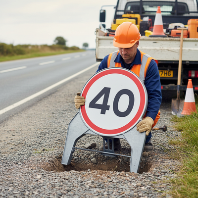 High-Performance 40mph 750mm Q-Sign for Road Safety
