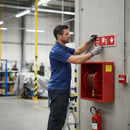 Dark Gray Premium Fire Equipment Safety Signs - Fire Hose Reel Downwards Arrow