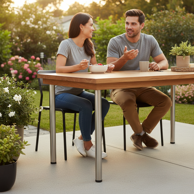 Dim Gray Premium Adjustable Table Leg with Satin Nickel Finish