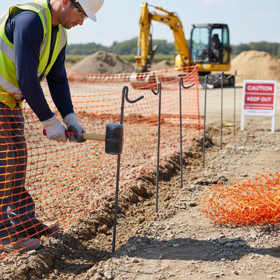 Heavy Duty Barrier Fencing Pins - Ribbed 1350mm (Pack of 10)