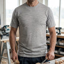 Merino Wool Crew Neck Work T-Shirt - Grey Melange