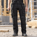 Black Stretch Work Trousers with Built-In Kneepads and Holster Pockets