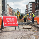 Gray Caution Raised Ironworks Metal Sign Face - 1050 x 750mm