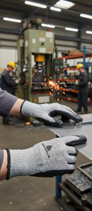 Dark Slate Gray High-Performance Nitrile Coated Gloves - 3 Pairs for Industrial Use