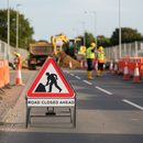 Dim Gray Premium Men At Work Q-Sign with Custom Supplementary Plate 750mm