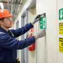 Light Gray Premium Fire Safety Signs - Fire Exit Running Man Right for Emergency Evacuations